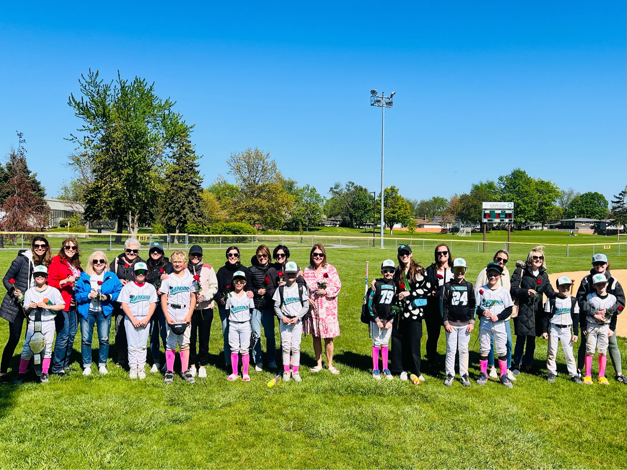 Mavericks team with moms on the field