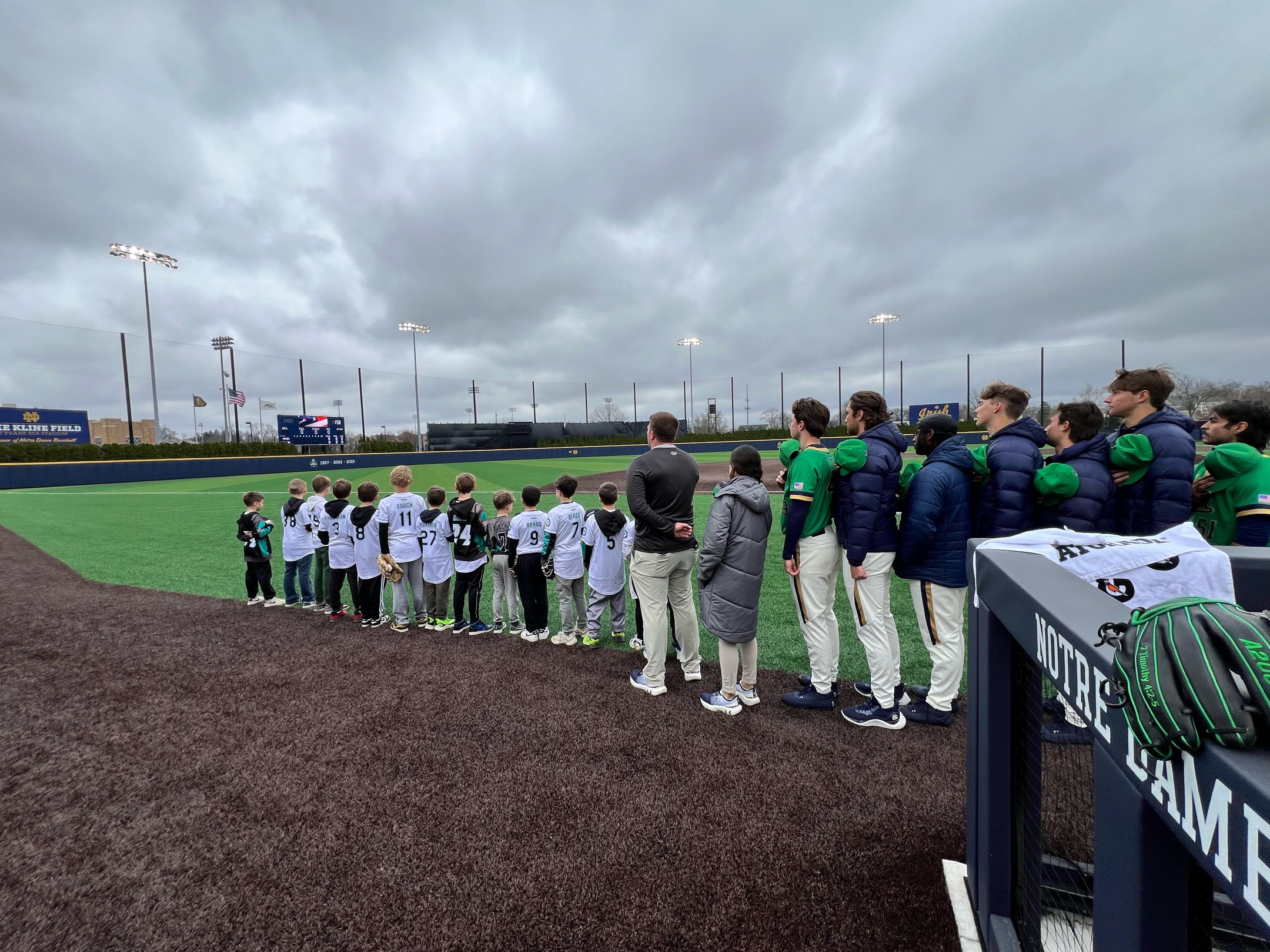 Mavericks team at Notre Dame baseball field